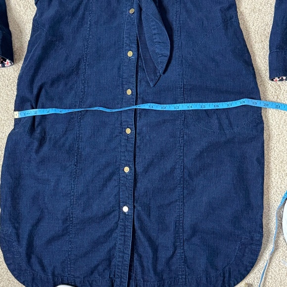 Anthropologie Maeve Dress Corduroy Winchester Blue Tie Front Button Shirt Dress - Picture 15 of 16